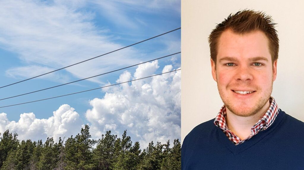 Dalakrafts chefsanaylytiker Arne Bergvik och kraftledningar