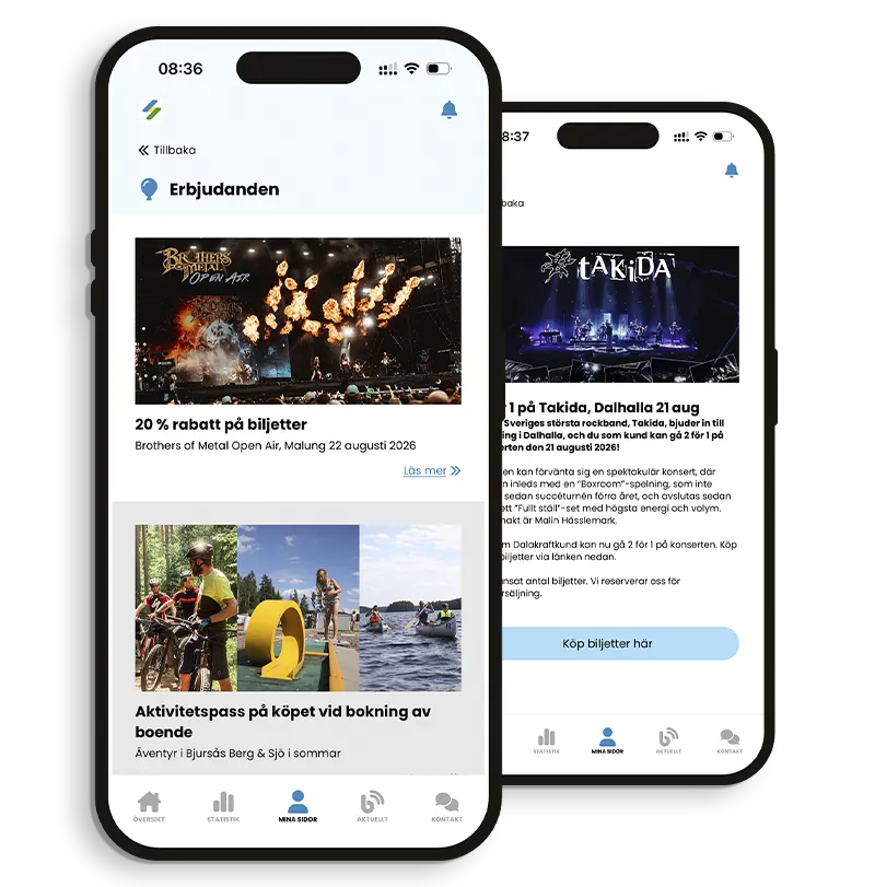 Bild på Dalakrafts kunderbjudanden i app.
